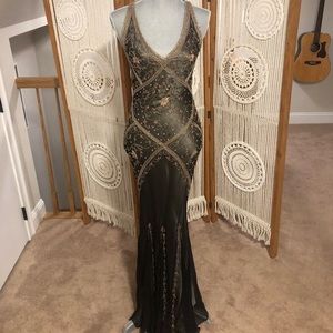 Embroidered and beaded Cache Evening Gown